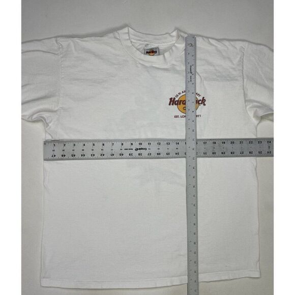 VINTAGE Hard Rock Cafe London 25th Year Anniversary T-shirt Men Large White 90s - Picture 7 of 7